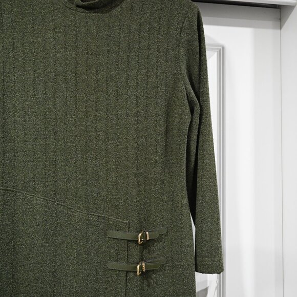 Joseph Ribkoff Size 14 Vintage Forest Green Textured Midi Dress - Picture 12 of 12
